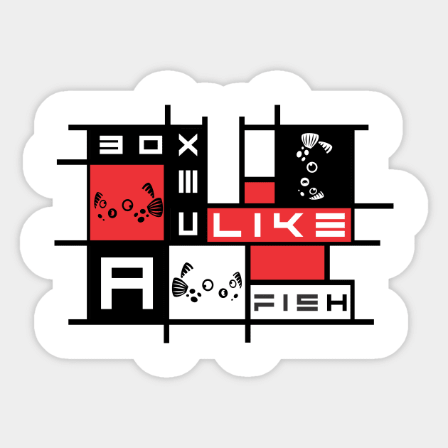 Boxed like a fish, Boxed art 1 Sticker by 2 souls